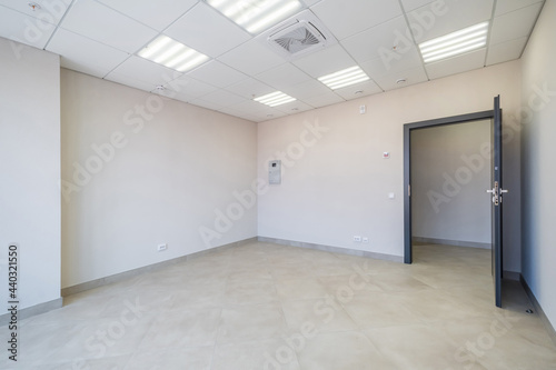 empty white room with repair and without furniture. room for office or clinic