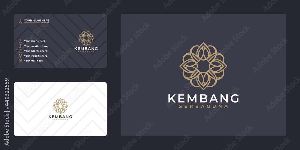 luxury hand draw beauty flower logo design and business card