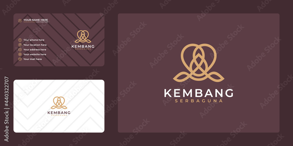 abstract luxury lotus logo design and business card