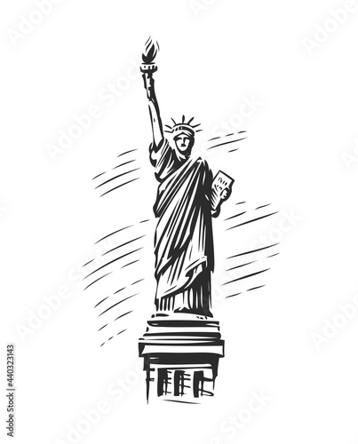 Statue of Liberty symbol. USA, New York emblem. Vector illustration