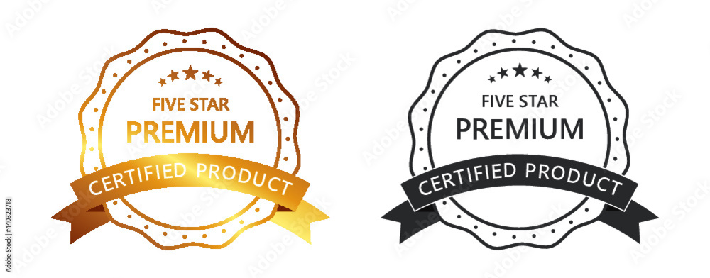 Gold Label, Badge, Award, Logo with ribbon Gold Label, Badge, Award, Logo with ribbon
