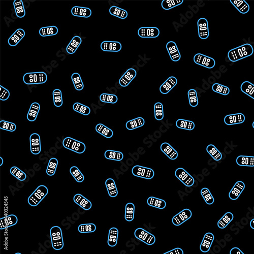 Line Remote control icon isolated seamless pattern on black background. Vector