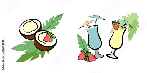 Coconuts and Summer and coconut milk. Nice vacation and cocktails