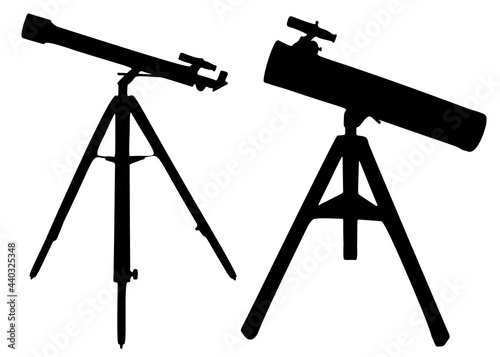 Large floor telescopes included. Vector image.