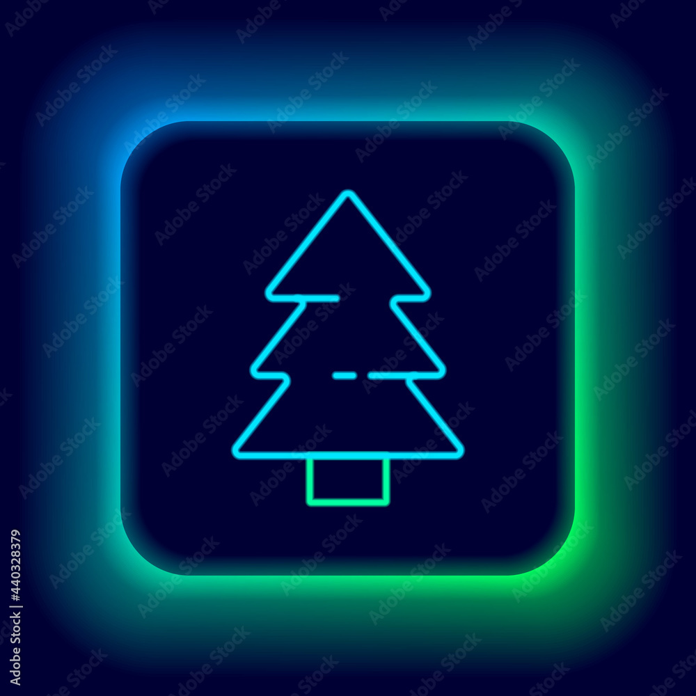 Glowing neon line Christmas tree icon isolated on black background. Merry Christmas and Happy New Year. Colorful outline concept. Vector Glowing neon line Christmas tree icon isolated on black background. Merry Christmas and Happy New Year. Colorful outline concept. Vector