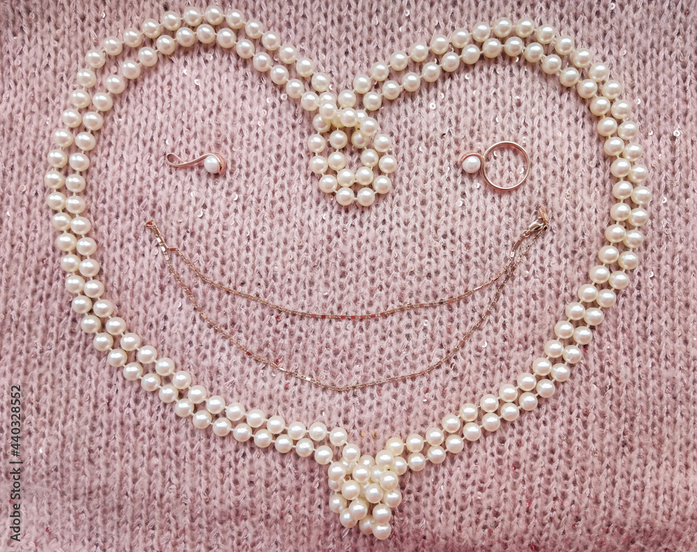 heart made of beads with pearls