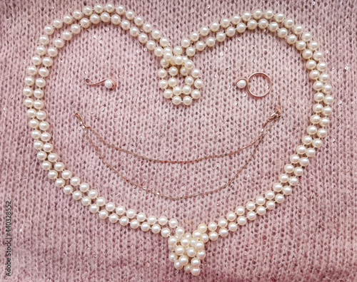 heart made of beads with pearls