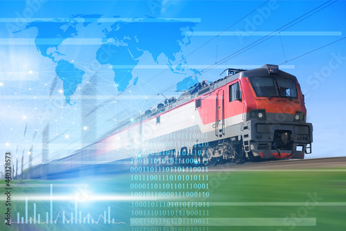 logistics concept using modern technologies and artificial intelligence. Business investment for profit. Transport logistics rail and air transportation