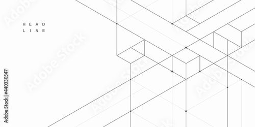 Abstract geometric technological background. Architectural construction. Vector creative design.