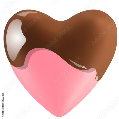 Chocolate heart. Milk chocolate, dark chocolate, white chocolate, berry chocolate. Mesh gradient. Happy world chocolate day.  7 july