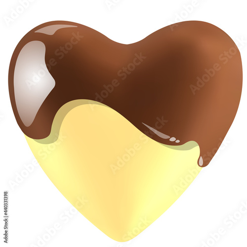 Chocolate heart. Milk chocolate, dark chocolate, white chocolate, berry chocolate. Mesh gradient. Happy world chocolate day.  7 july