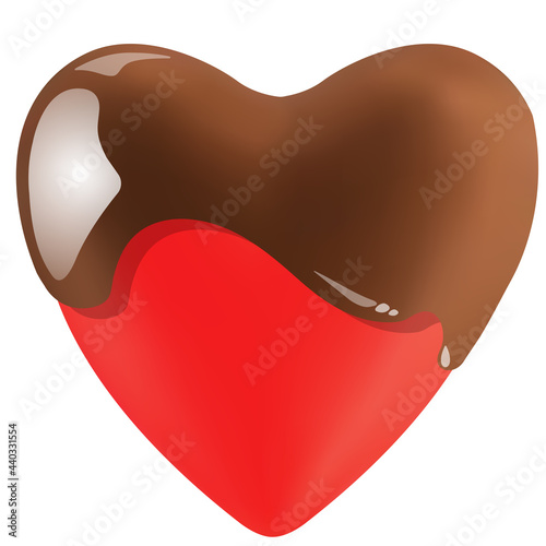 Chocolate heart. Milk chocolate, dark chocolate, white chocolate, berry chocolate. Mesh gradient. Happy world chocolate day.  7 july