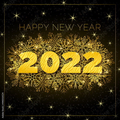 Gold tiger 2022 shiny new year banner