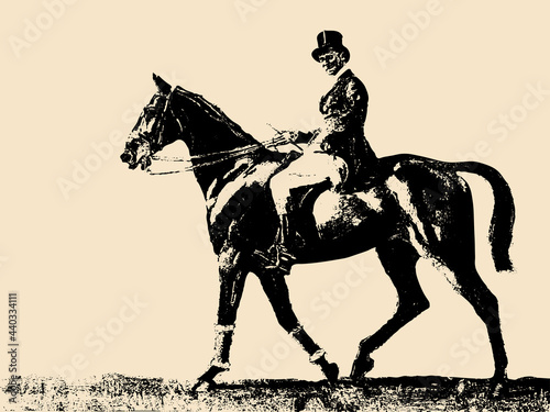 gentleman riding a horse in retro style