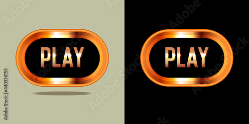Play Gold button. VIP luxury button Play. Vector illustration.