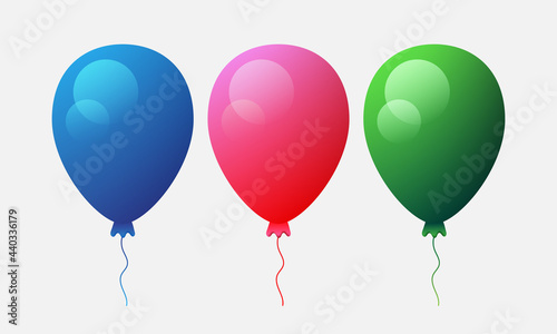 Set of multi-colored balloons. Vector illustration isolated on gray background.