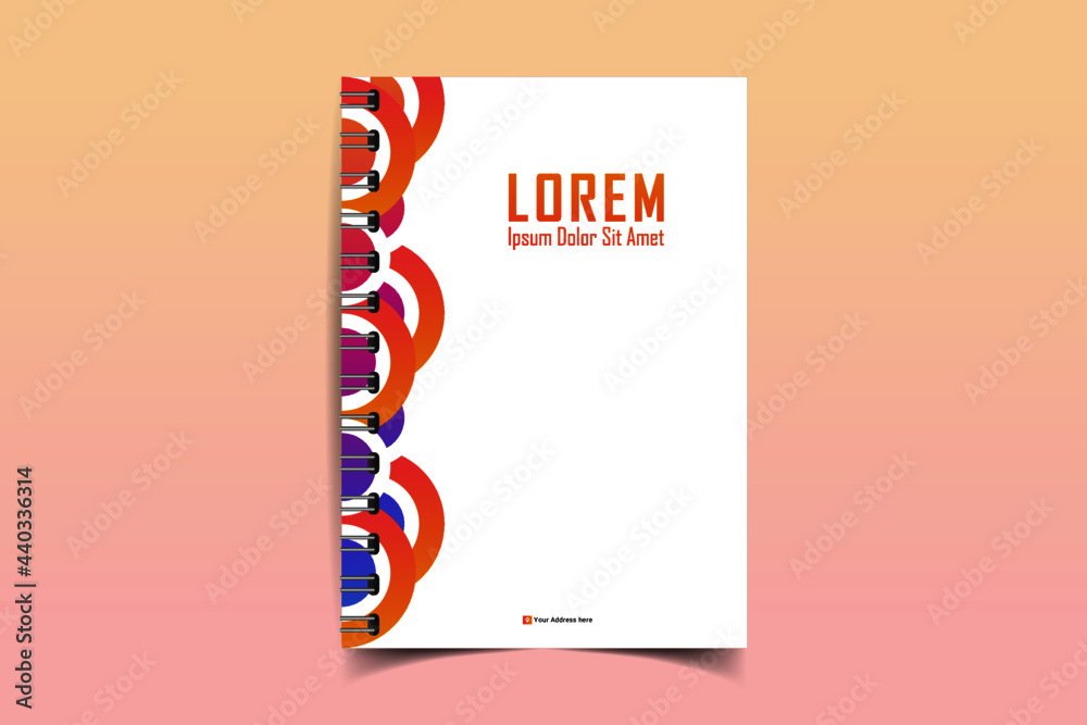 Notebook cover template. Notepad Cover and page of the annual report. Book cover design isolated over colorful background. Vector covers for books, notebooks, annual report. Vector illustration