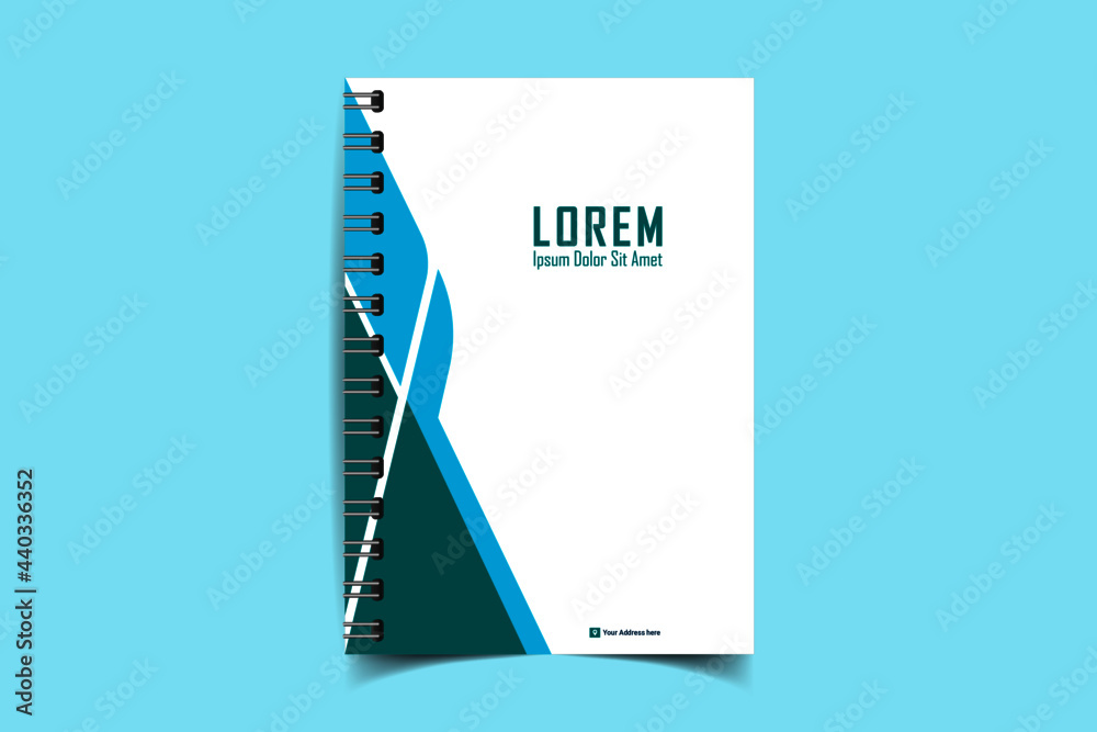 Notebook cover template. Notepad Cover and page of the annual report. Book cover design isolated