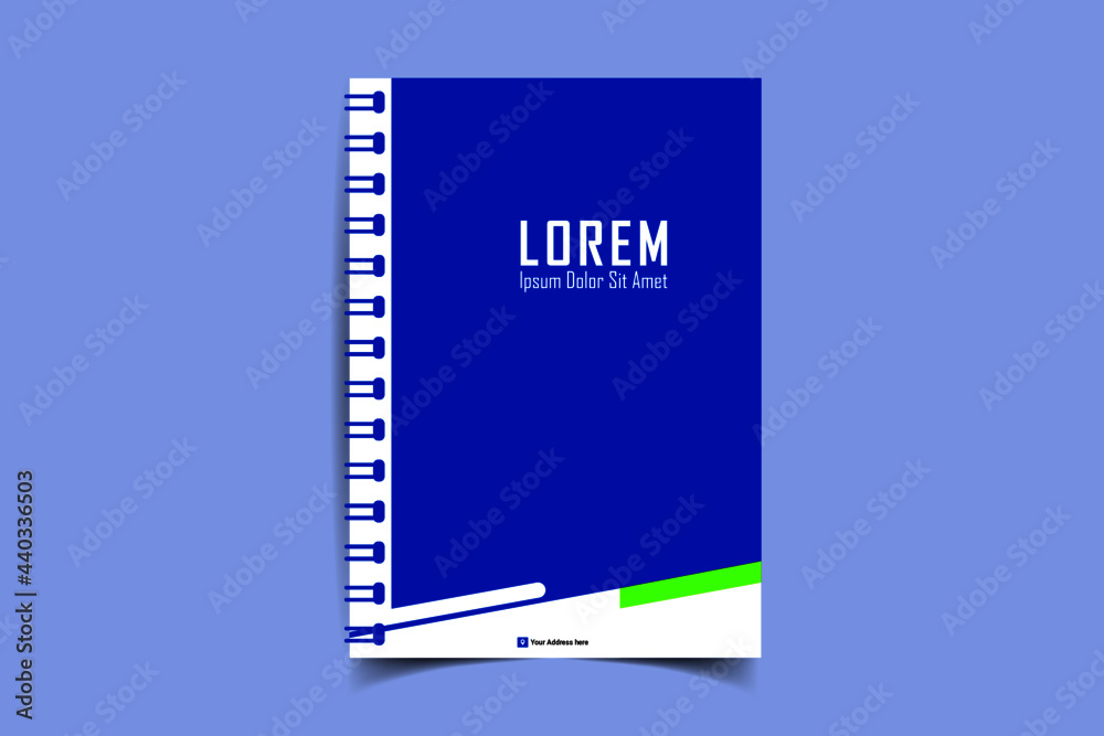 Notebook cover template. Notepad Cover and page of the annual report. Book cover design isolated