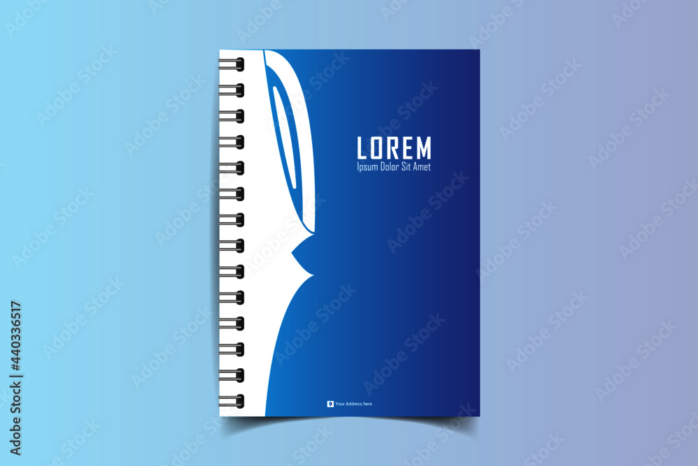 Notebook cover template. Notepad Cover and page of the annual report. Book cover design isolated