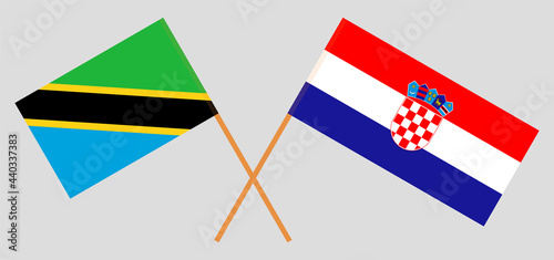 Crossed flags of Tanzania and Croatia. Official colors. Correct proportion