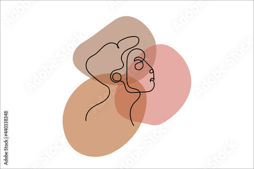 Line Art Woman Face Drawing. Abstract minimal woman portrait. Female Face Continuous one Line art, drawing of face , fashion concept, woman beauty minimalist, vector illustration.