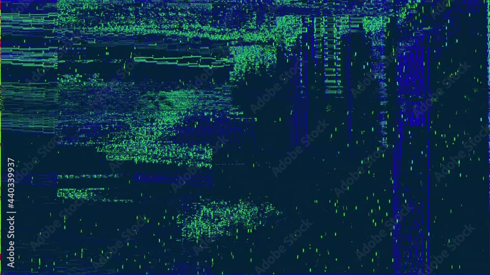 Green blue digital glitched abstract texture TV signal glitch error and pixel sorting effect in colorful psychedelic colors. 3D animation loop of pixelated video damage chaos and cyberpunk background. Green blue digital glitched abstract texture TV signal glitch error and pixel sorting effect in colorful psychedelic colors. 3D animation loop of pixelated video damage chaos and cyberpunk background.