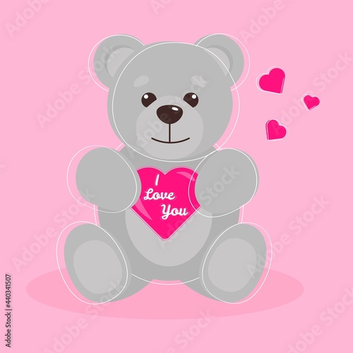 Cute bear teddy with a pink heart