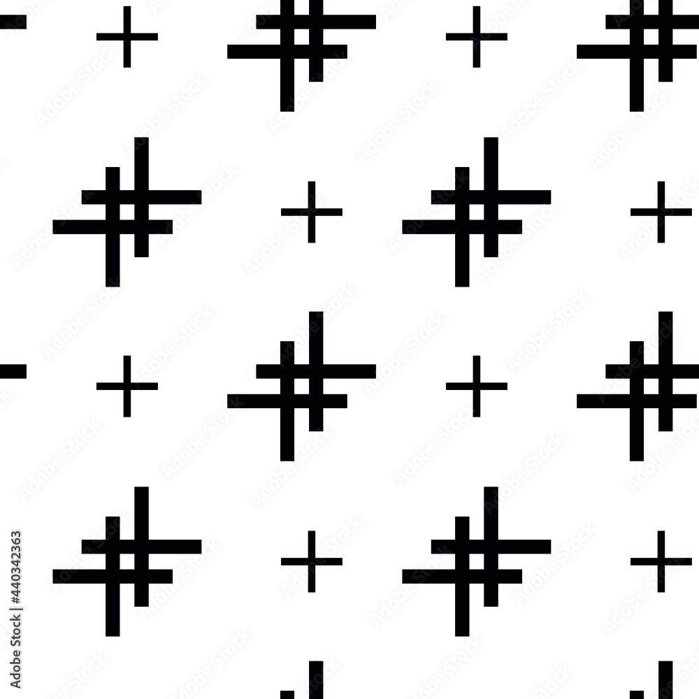 Seamless black pattern on a white background, black pluses. for boxes. packaging Seamless black pattern on a white background, black pluses. for boxes. packaging