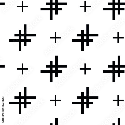 Seamless black pattern on a white background, black pluses. for boxes. packaging