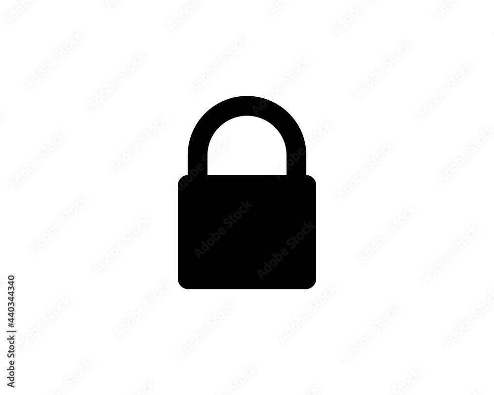 Closed padlock icon with shadow on a white background, stylish vector illustration Closed padlock icon with shadow on a white background, stylish vector illustration