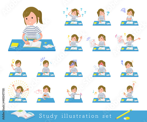 勉強に関するカジュアルファッション女性のセット