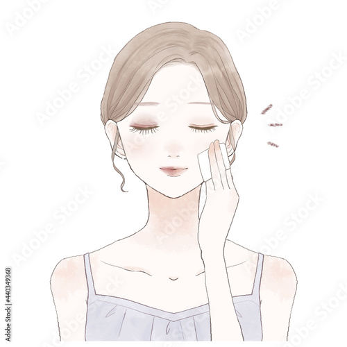 メイク落としをする女性