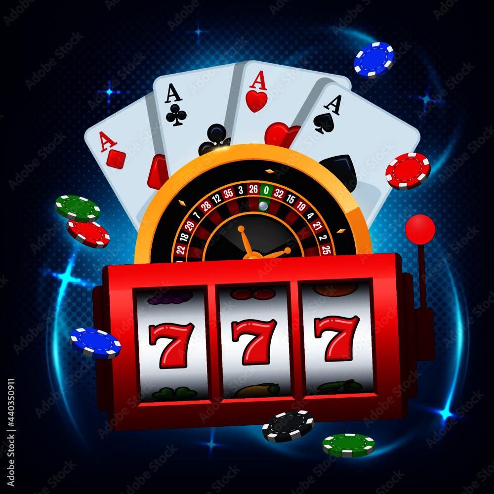 jogo de casino online com slot machine de luxo e cartas de jogar 2196124  Vetor no Vecteezy