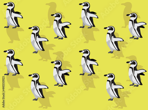 Animal Animation Humbolt Penguin Cartoon Vector Seamless Wallpaper photo