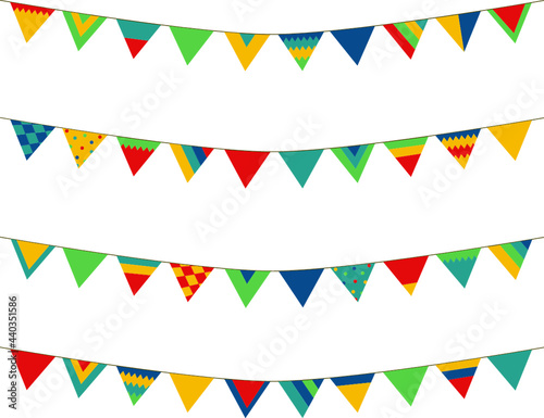 set of colored triangular flags typical of Festa Junina (traditional brazilian festival)	