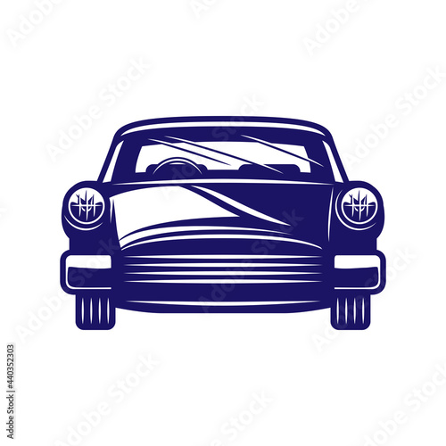 vintage car isolated on white background. icon logo retro car. line art hand drawing