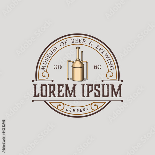 BEER AND BREWING LOGO RETRO VINTAGE STYLE, VECTOR TEMPLATE DESIGN, PREMIUM QUALITY