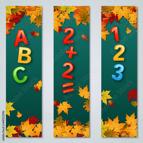 Back to school autumn style vector banners collection