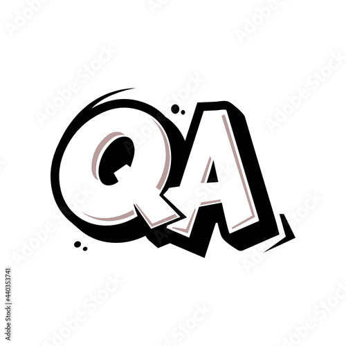Simple Initial Logo Lettering Cartoon Grafity Black and White QA