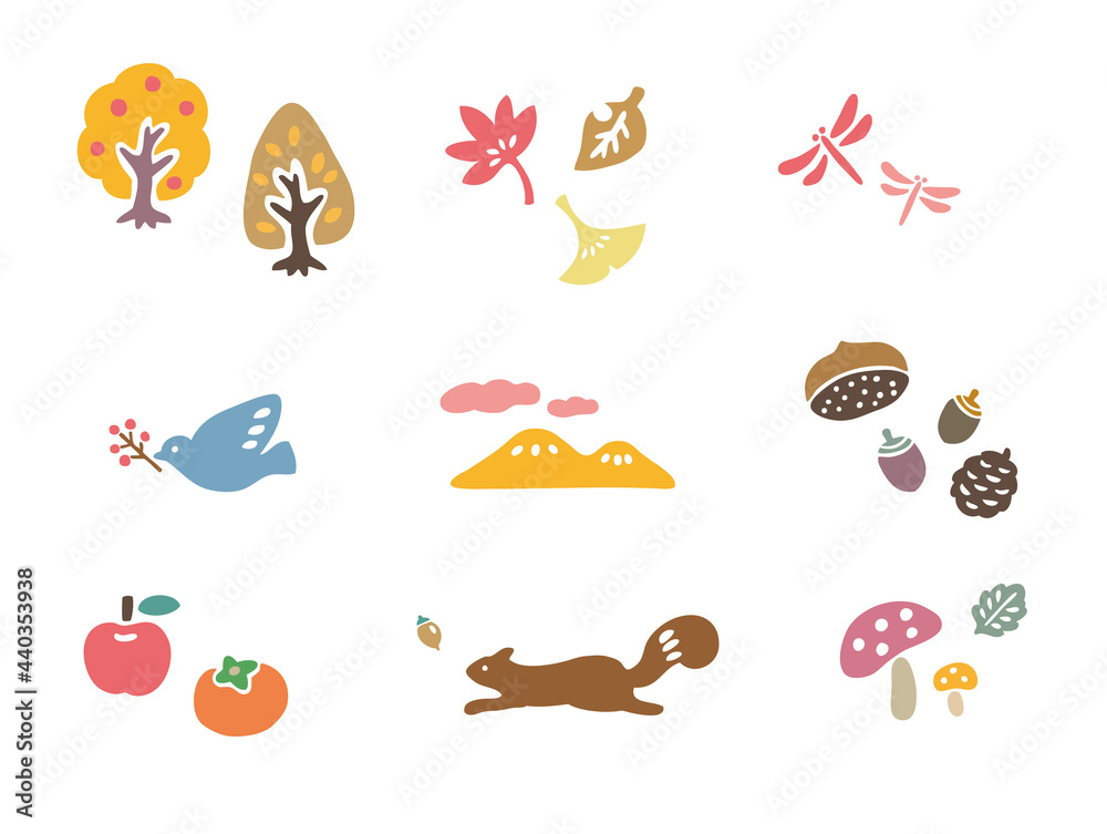 秋のかわいいイラストセット 秋のかわいいイラストセット