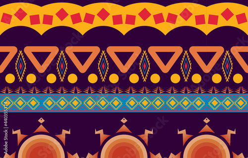 Geometric oriental tribal ethnic pattern traditional background Design for carpet,wallpaper,clothing,wrapping,batik,fabric,Vector illustration embroidery style.