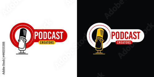 Illustrations of podcast logo design concept