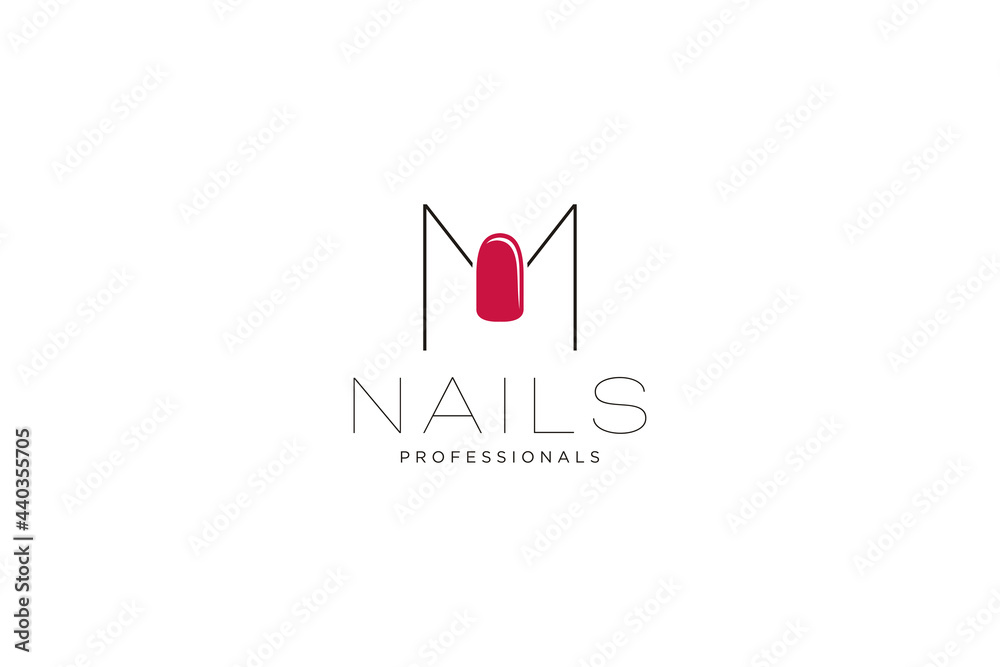 initial letter M with Nails logo. Vector icon business sign template for beauty industry, nail salon, manicure, boutique, cosmetic procedures. initial letter M with Nails logo. Vector icon business sign template for beauty industry, nail salon, manicure, boutique, cosmetic procedures.