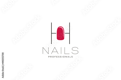 initial letter H with Nails logo. Vector icon business sign template for beauty industry, nail salon, manicure, boutique, cosmetic procedures.