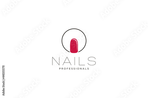 initial letter O with Nails logo. Vector icon business sign template for beauty industry, nail salon, manicure, boutique, cosmetic procedures.