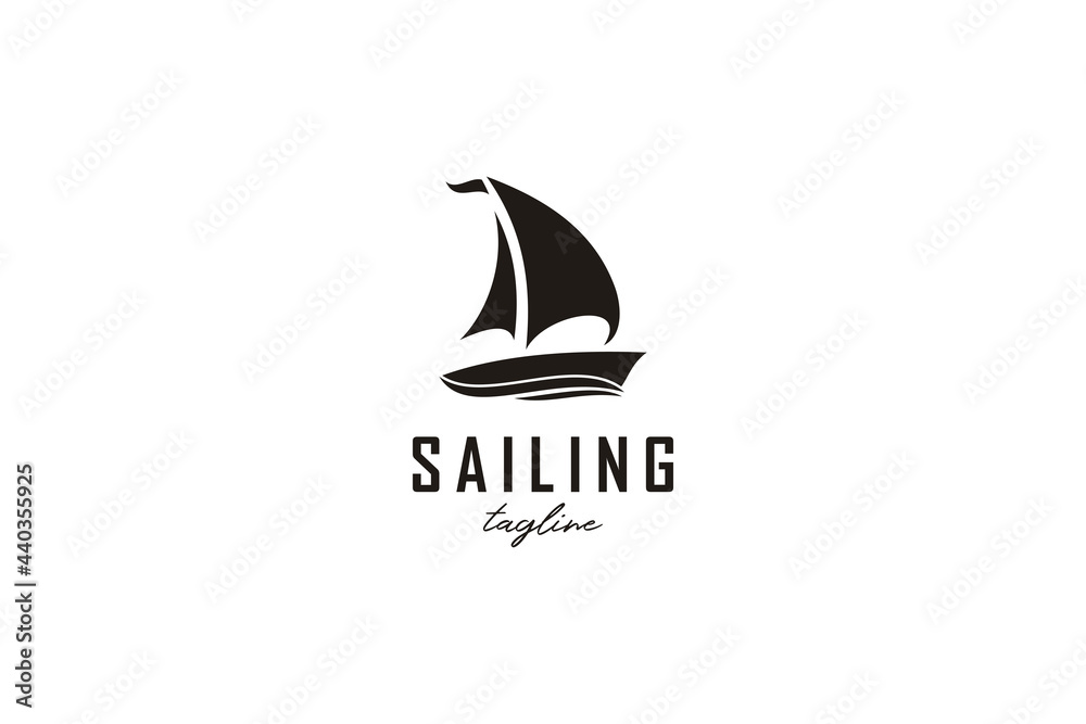 Simple Sailing Yacht Silhouette Logo design inspiration