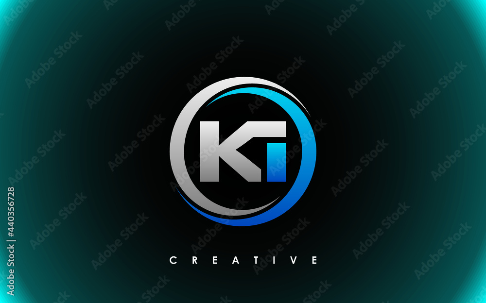KI Letter Initial Logo Design Template Vector Illustration - obrazy, fototapety, plakaty 