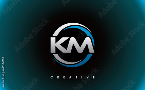 KM Letter Initial Logo Design Template Vector Illustration