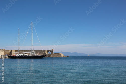Yacht in the harbour of the island of Rhodes  Greece.